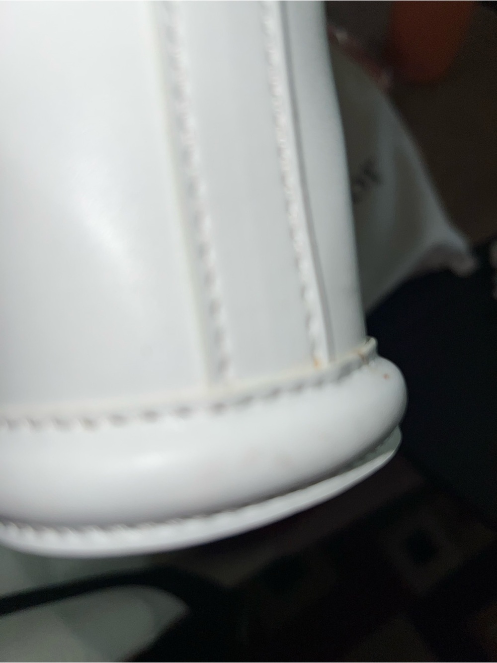 White Mini Bucket Bag with Gold Hardware - Embossed Logo - Picture 8 of 9